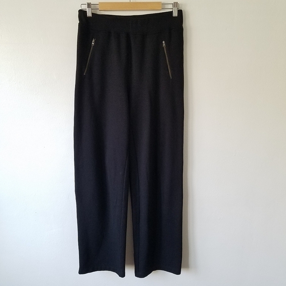 𝅺Aritzia Wilfred Free Black Zipper Pockets Wide Leg High Rise Sweatpants M - Picture 1 of 11